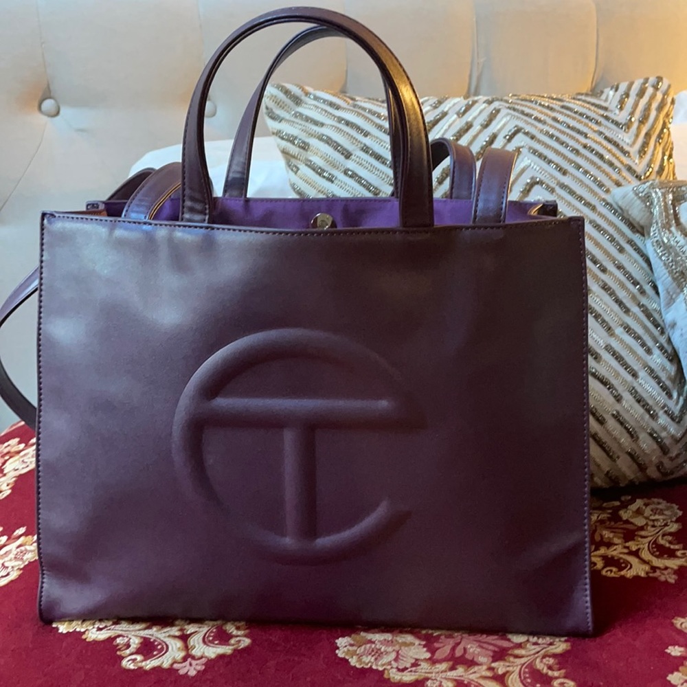 Telfar Medium Shopper in Eggplant.